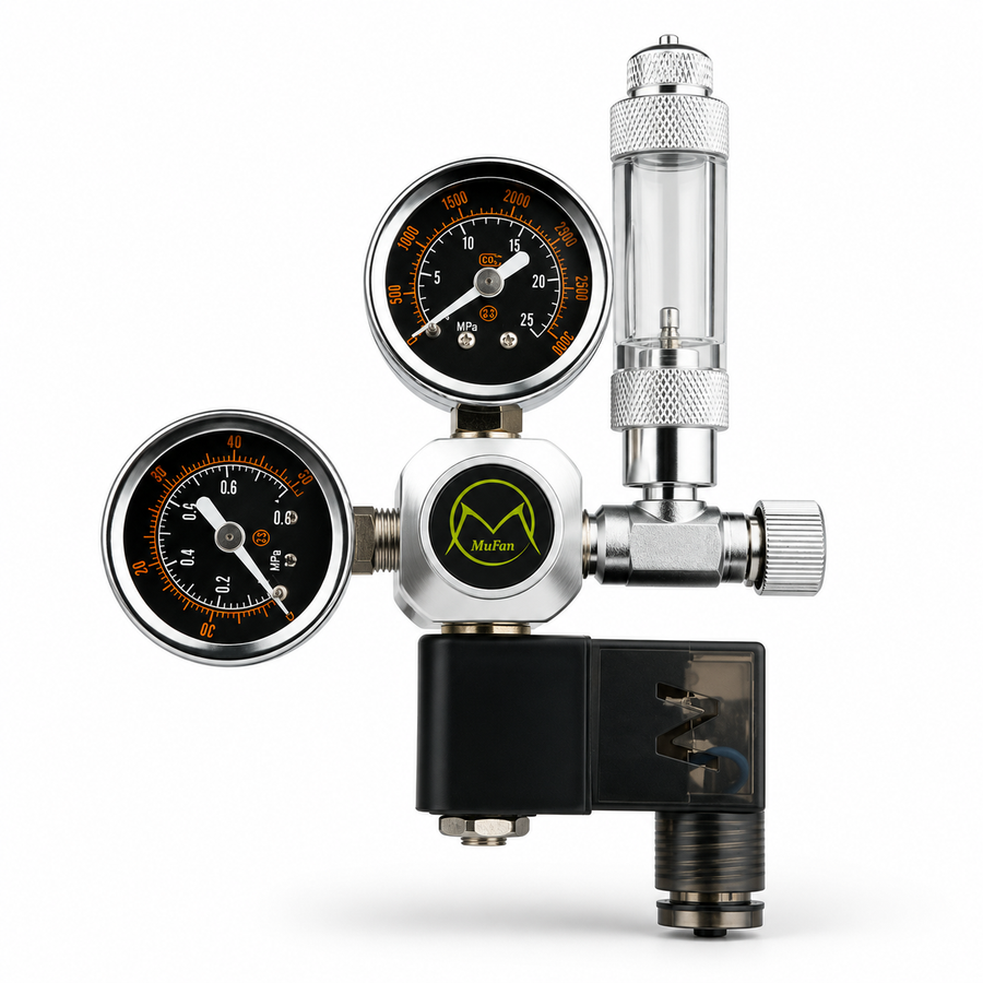 Mufan Aquarium Dual Gauge Co2 Regulator with Solenoid and Bubble Counter